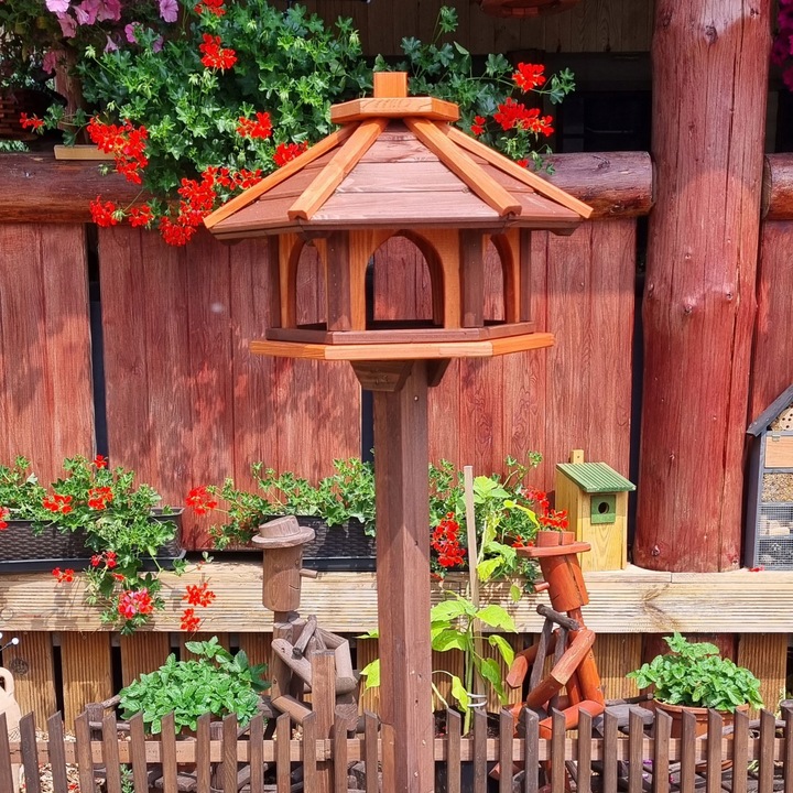 KARMNIK DLA PTAKÓW DUŻY DREWNIANY STOJĄCY DOMEK