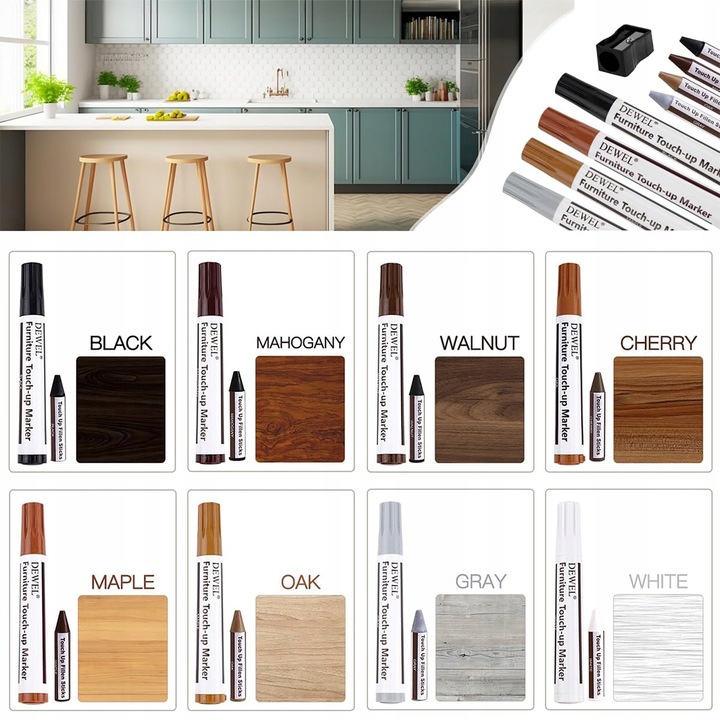 Zestaw DO NAPRAWY PANELI mebli markery WOSK NAPRAWCZY drzwi drewna RYS
