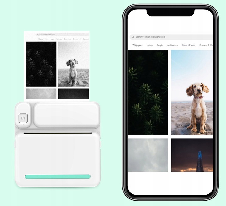 MINI DRUKARKA TERMICZNA DO ZDJĘĆ NOTATEK ETYKIET + 13 ROLEK GRATIS NAKLEJKI