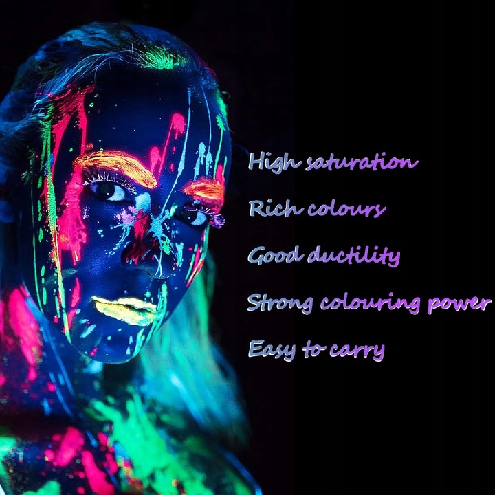 FARBY DO MALOWANIA TWARZY i CIAŁA ŚWIECĄCE W NOCY 15e. ZMYWALNE DLA DZIECI