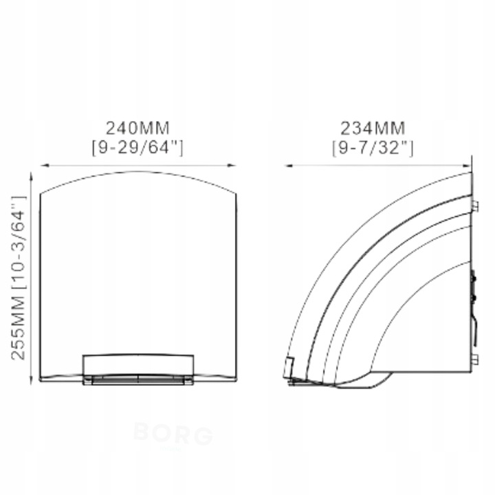Automatyczna suszarka do rąk 2000W Borg Mistral Biała Mocna Cicha