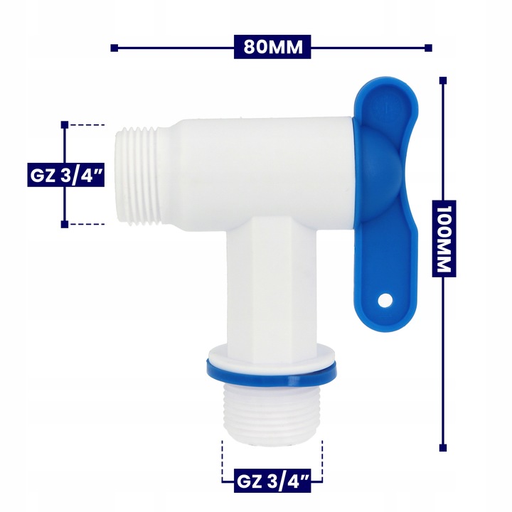 Zawór PP MAUZER 3/4 GZ Kran ZBIORNIKA 1000L Beczki Mauser Kranik