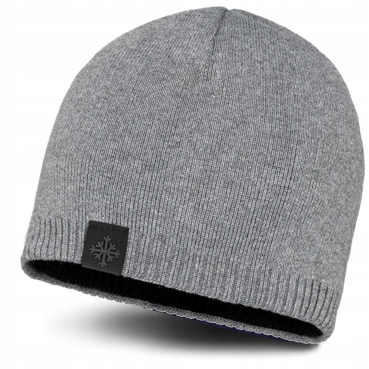 CZAPKA ZIMOWA MĘSKA CIEPŁA DWUWARSTWOWA na POLARZE OCIEPLANA klasyczna