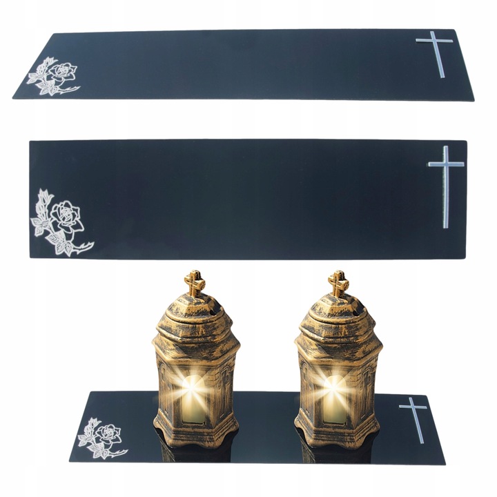 Tacka PODSTAWKA POD ZNICZ Świeczki na GRÓB ZNICZE 60X15 SZKŁO AKRYLOWE