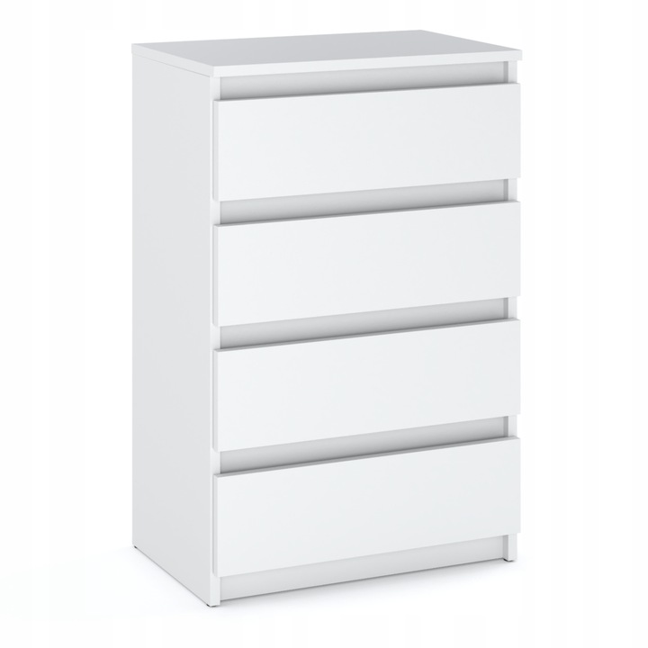 Komoda Biała Z 4 Szufladami 60 CM Szafka Rtv Loft Mała Nowoczesna Do