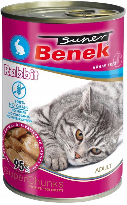 Benek Bezzbożowa Mokra Karma dla kota MIX 12x415g Puszki dla kota 92% Mięsa