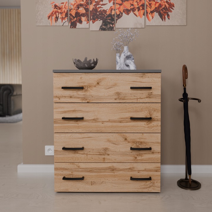 SZAFKA NA BUTY REGAŁ SZARY DĄB WOTAN 71CM 4 PÓŁKI STOJAK BEZ SIEDZISKA