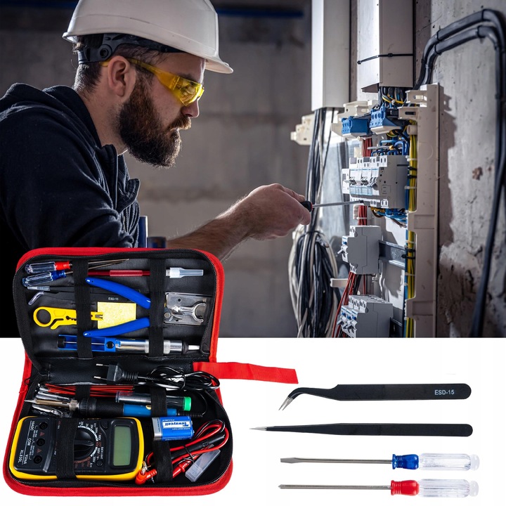 Kompletny Zestaw Lutowniczy 40 el. z Multimetrem i Grotem – Hobby