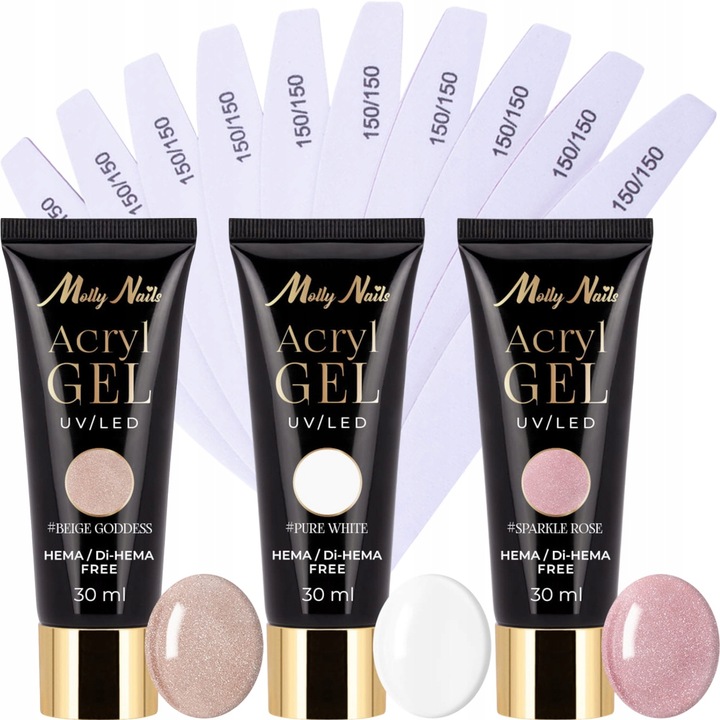 3x Akrylożel Budujący Do Paznokci MOLLYNAILS 30g Wybór Kolorów +