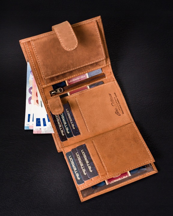 PETERSON modny portfel męski skórzany nubuk RFID na prezent