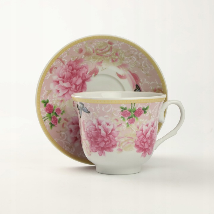 KPL FILIŻANEK PORCELANOWYCH ZE SPODKAMI 2 SZT NA KAWĘ HERBATĘ 250 ML