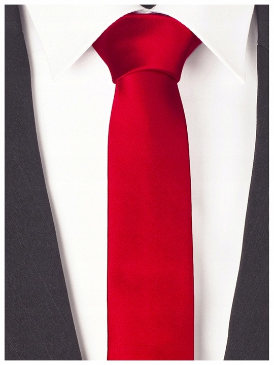GŁADKI Jednokolorowy Krawat Żakardowy Czerwony R17