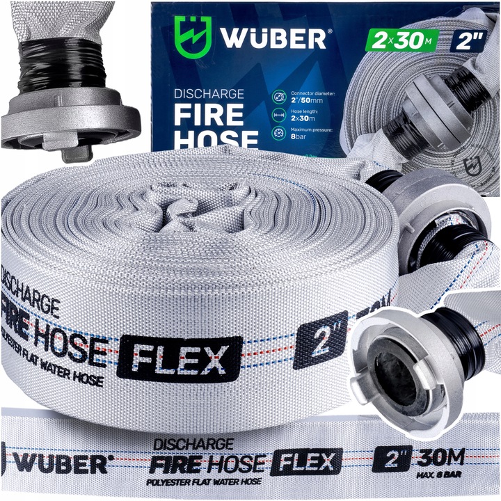 WĄŻ STRAŻACKI MOCNY DO POMPY FAST-FIX MOCNY DŁUGI DO SZAMBA WODY 2"