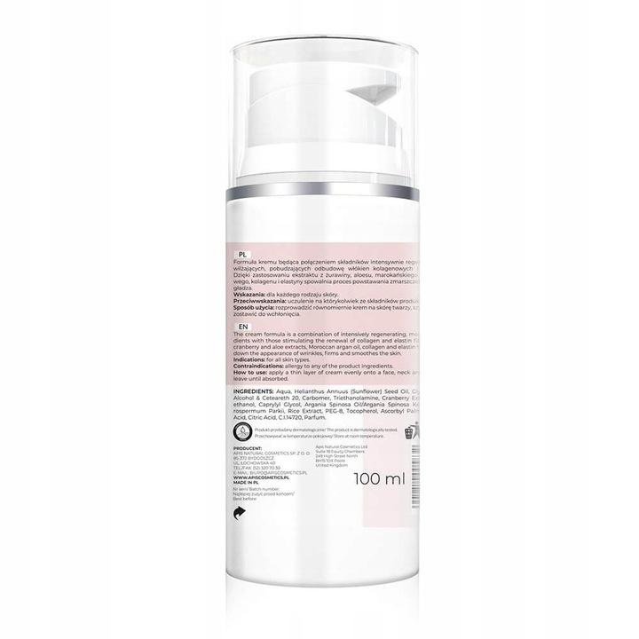 Apis Ujędrniający krem do twarzy z żurawiną i olejkiem arganowym. 100ml