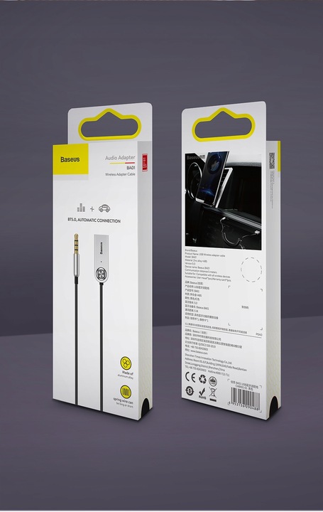 BASEUS ADAPTER ODBIORNIK AUDIO TRANSMITER BLUETOOTH DO SAMOCHODU USB