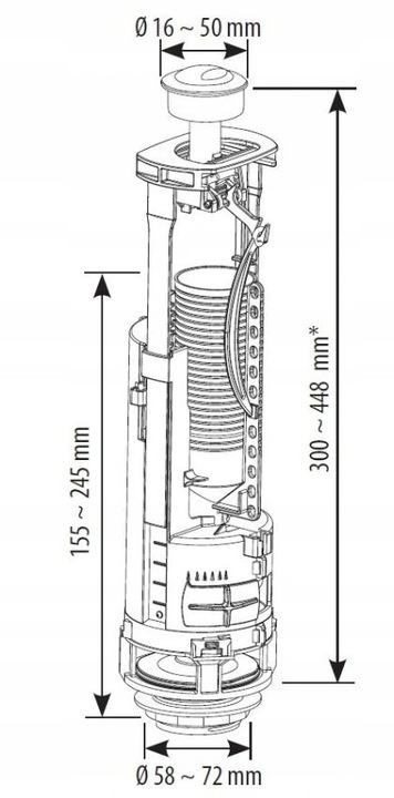 Zawór spustowy uniwersalny do SPŁUCZKI wc SIAMP optima 49 KOMPAKT