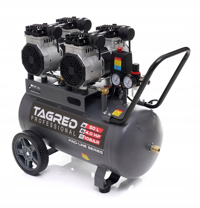 PROFESJONALNY KOMPRESOR BEZOLEJOWY 10 BAR 50L 4 TŁOKI CICHY MOCNY