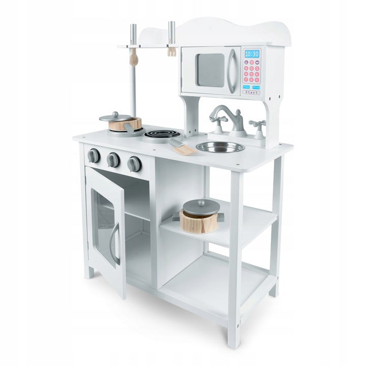 ZESTAW KUCHNIA DREWNIANA DLA DZIECI KUCHENKA RETRO DUŻA PALNIKI + ACKESORIA