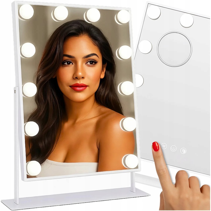 LUSTERKO KOSMETYCZNE HOLLYWOOD STOJĄCE LUSTRO DO MAKIJAŻU LED 12