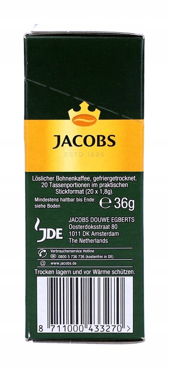 Jacobs Kronung kawa w saszetkach rozpuszczalna 2x20 saszetek 36g z Niemiec