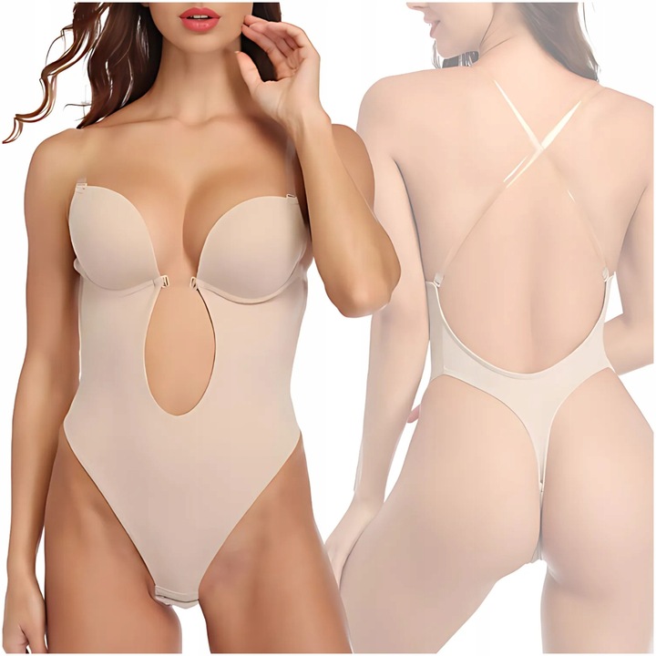 BODY DAMSKIE MODELUJĄCE BIUSTONOSZ MAJTKI STRINGI DO SUKIENKI BEZ PLECÓW S