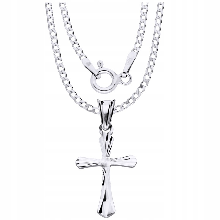 Srebrny Łańcuszek 925 Krzyżyk Komunia Chrzest Bierzmowanie Grawer