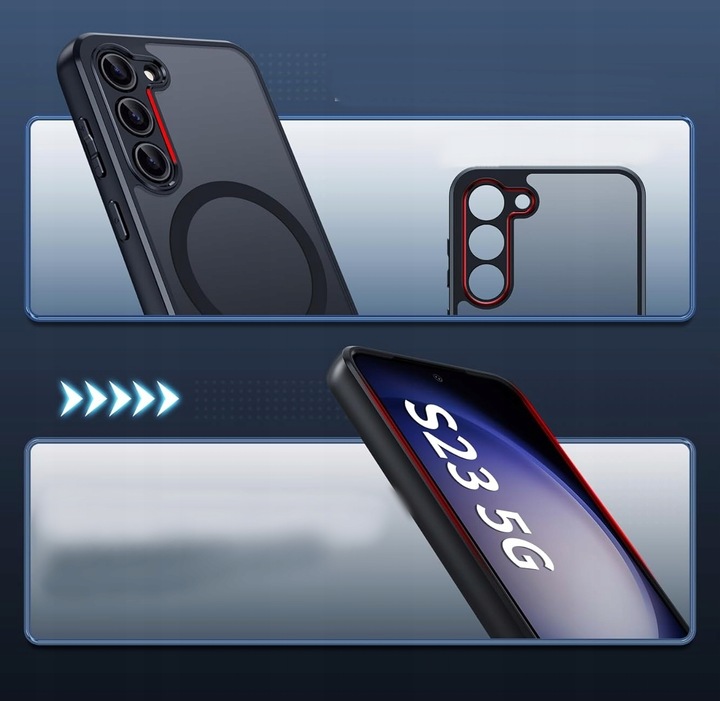 Etui do SAMSUNG S23 5G do MagSafe CZARNY MAT Szkło z czytnikiem linii