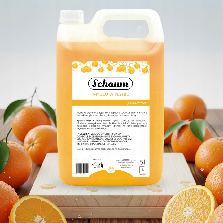 MYDŁO W PŁYNIE do rąk Wydajne Orzeźwiające Pomarańczowe Zapas Baniak 5L