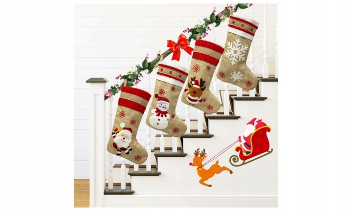 4x SKARPETY Skarpeta ŚWIĄTECZNE PREZENTY KOMINEK OZDOBNA GWIAZDOR DEKORACJA