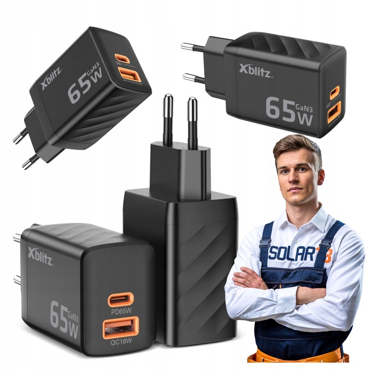 Xblitz XC2 ładowarka sieciowa 65W szybkie ładowanie USB C A