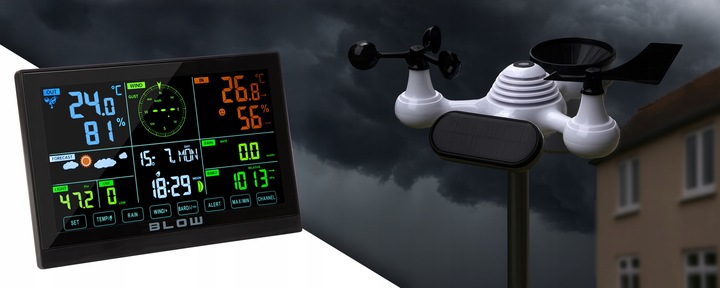 STACJA POGODOWA POGODY BEZPRZEWODOWA METEO TERMOMETR HIGROMETR ZEGAR