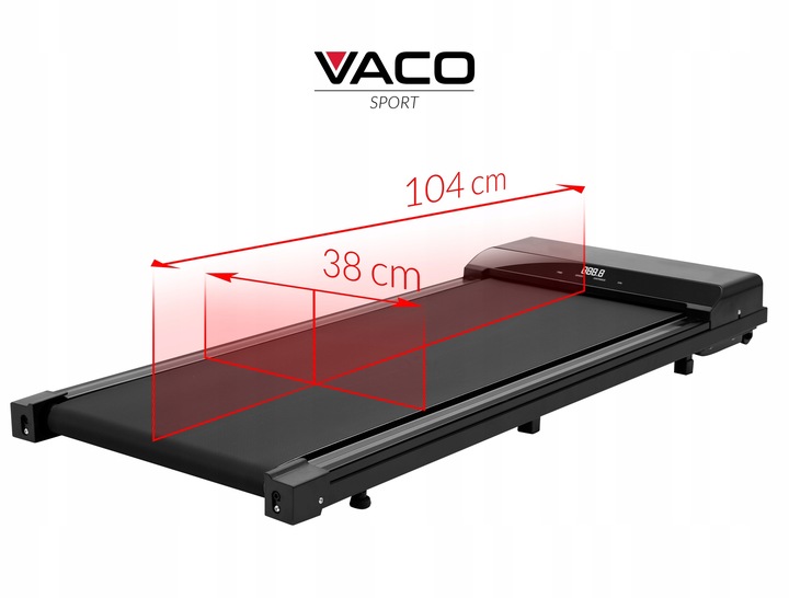 Bieżnia (Walking pad) VACO z wyświetlaczem LED i zdalnym sterowaniem.