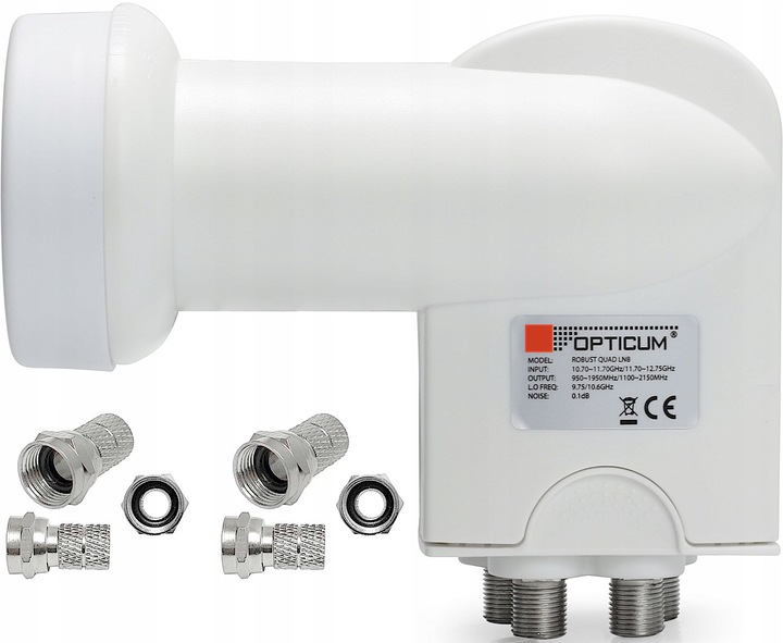 KONWERTER SATELITARNY QUAD na cztery OPTICUM Full HD 4K + MIERNIK +
