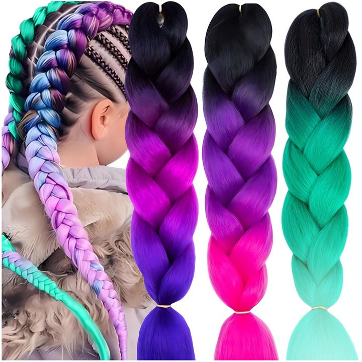 3X WŁOSY SYNTETYCZNE DO WARKOCZYKÓW KOLOROWE WARKOCZYKI TĘCZA DOCZEPY 130CM