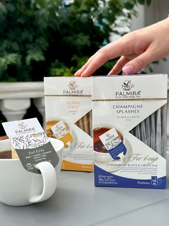 Herbata czarna liściasta Earl gray olej bergamotki Deluxe Palmira 15 saszet