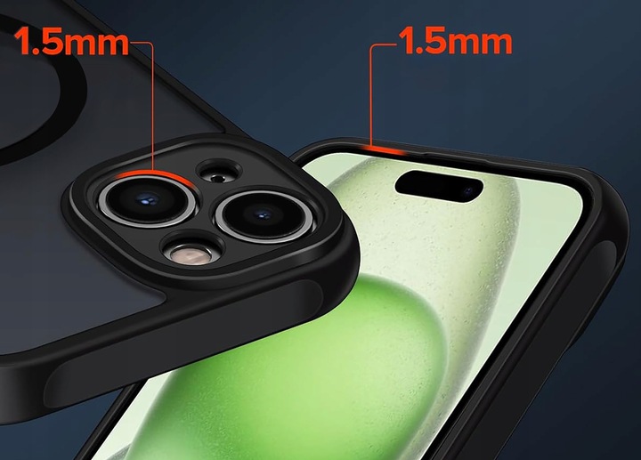 Etui do iPhone 15 do MagSafe MATT CASE WZMACNIANE 360° Szkło 5D PREMIUM