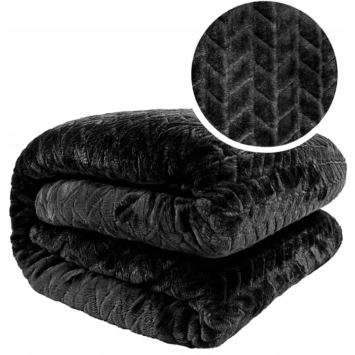 KOC GRUBY CIEPŁY na PREZENT NARZUTA DWUSTRONNA 200x220 cm FUERO CZARNY