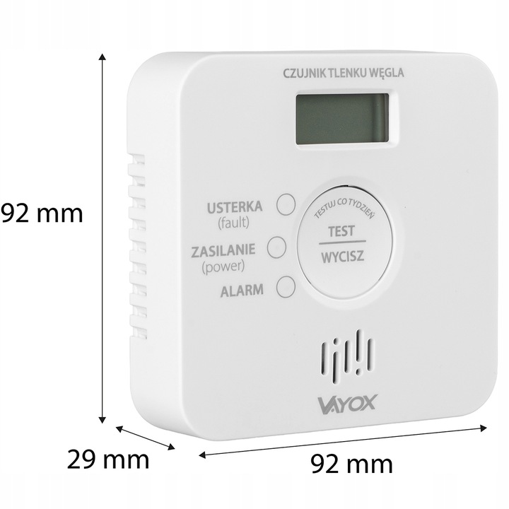 CZUJNIK CZADU DETEKTOR TLENKU WĘGLA WYKRYWACZ 10LAT ŻYWTONOŚCI 85db