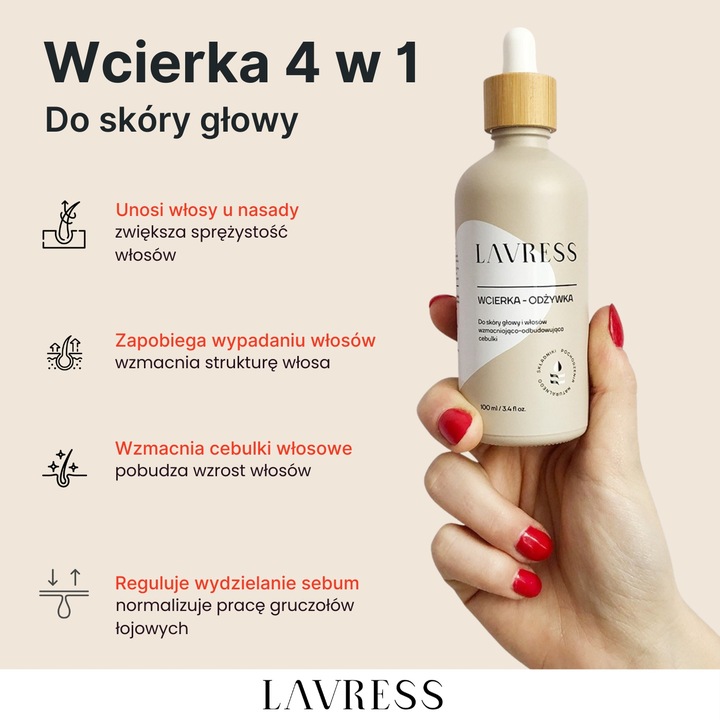 Wcierka Serum na porost i wypadanie włosów wzmacnia cebulki - Lavress 10w1