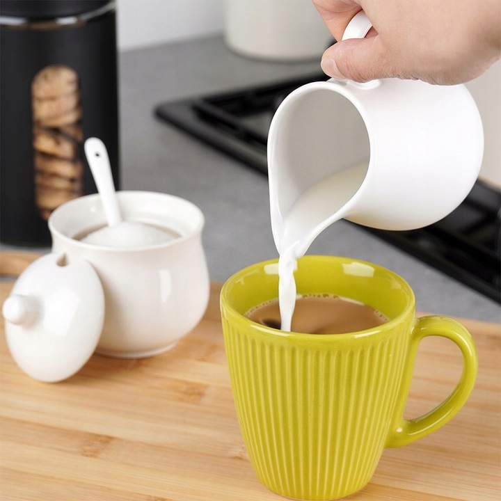 Zestaw CUKIERNICZKA MLECZNIK ŁYŻECZKA pojemnik na cukier mleko biała