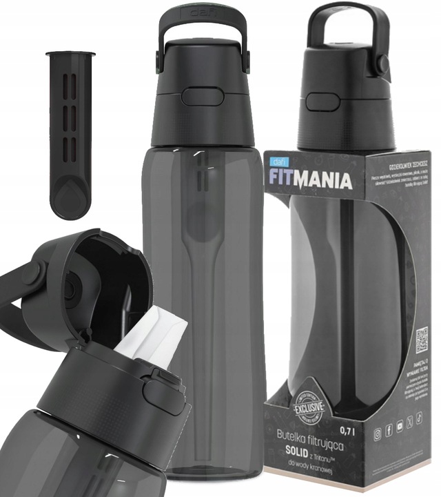 Butelka filtrująca Dafi SOLID 0,7 l CZARNA barwiona z filtrem