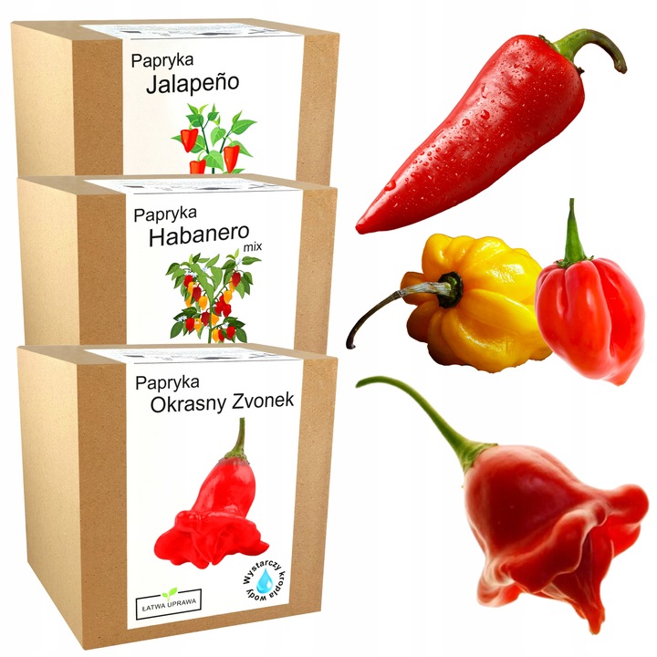 MIX ZESTAWÓW DO UPRAWY OSTRE PAPRYCZKI CHILLI 3x NAWADNIACZE DO DOMU
