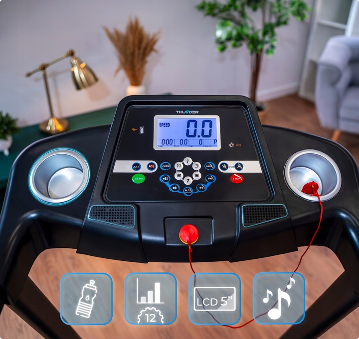 Bieżnia składana elektryczna domowa 140kg aplikacja amortyzacja mocna