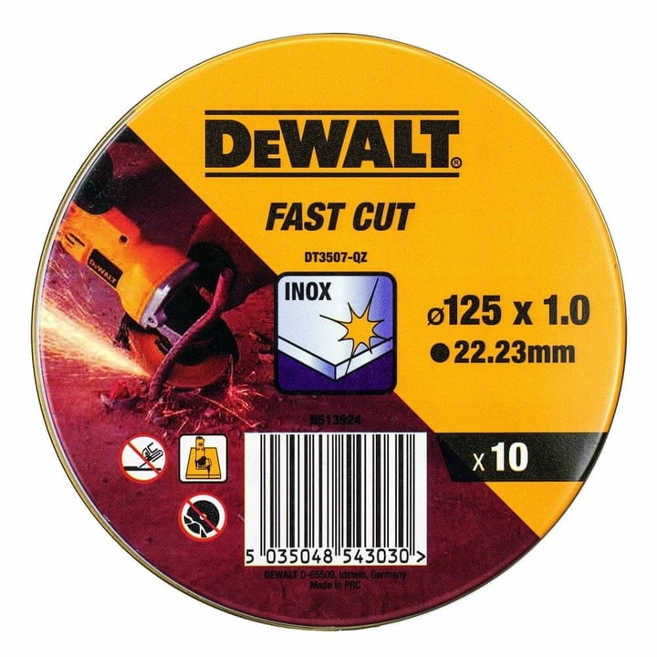 DEWALT TARCZA DO METALU INOX 125X1MM 10SZT DT3507