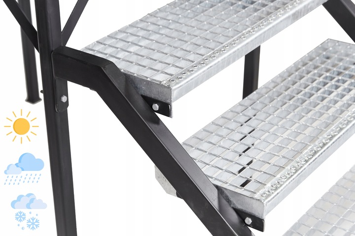 Stopnie WEMA 800x270 mm | ocynkowane | 30x2 mm | stopień metalowy,