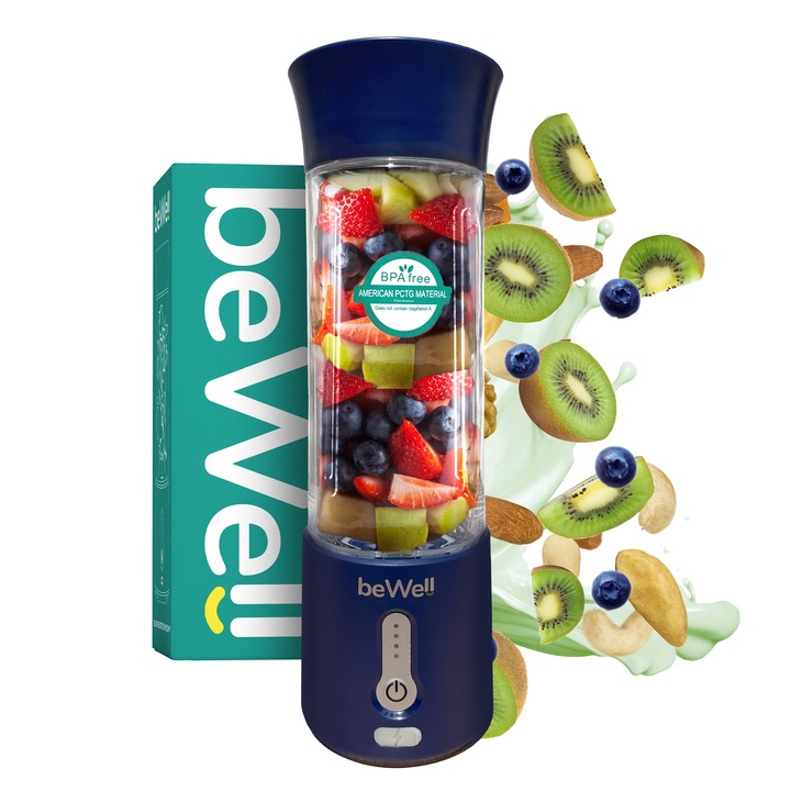 BLENDER KIELICHOWY DO SMOOTHIE KOKTAJLI RĘCZNY beWell Plus 500ml PRZENOŚNY