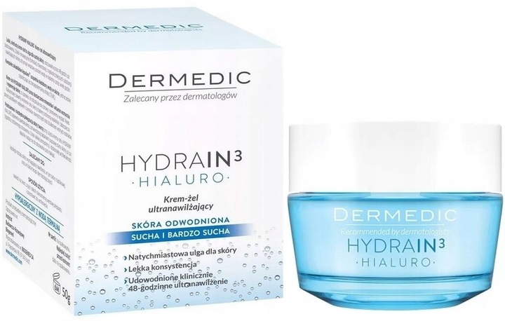 2x Krem Nawilżający Dermedic Hydrain 3 Dzień i Noc 50ml Zestaw Skóra Sucha