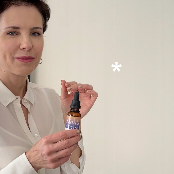 Polska Soplówka jeżowata Ollywell Lion's Mane Krople Moc Ekstrakt Adaptogen