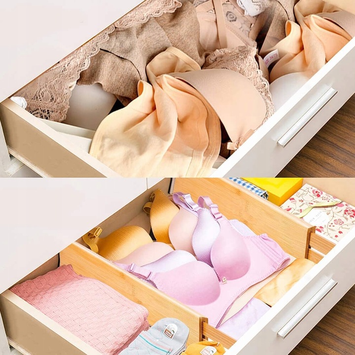 ZESTAW 4 BAMBUSOWYCH PRZEGRÓD DO SZUFLADY Organizer Separator 32 -