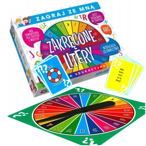 GRA EDUKACYJNA DLA DZIECI MULTIGRA GRA PLANSZOWA Zakręcone Litery ZESTAW